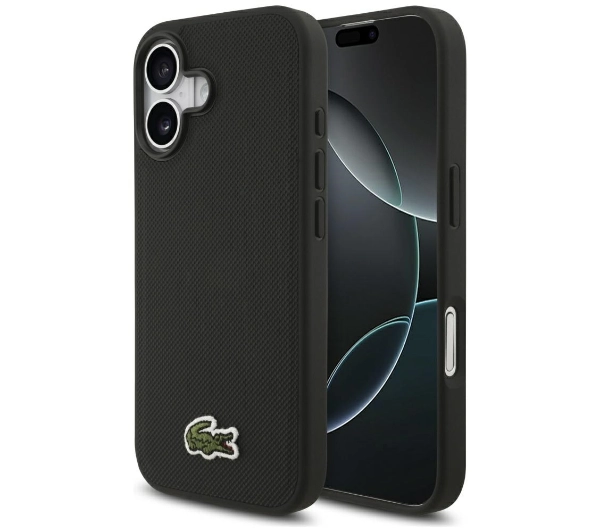Lacoste Iconic Petit Pique Woven Logo MagSafe do iPhone 17 Czarny