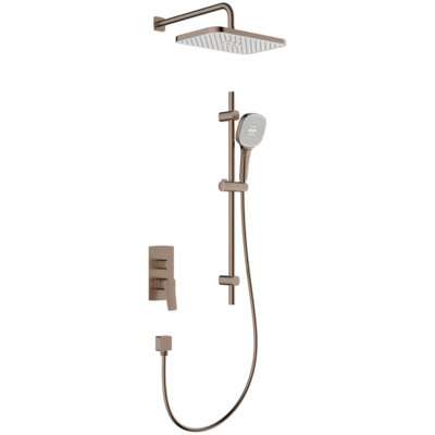 Zestaw prysznicowy podtynkowy KFA ARMATURA Malaga 4529-301-34 Szczotkowane różowe złoto z deszczownicą