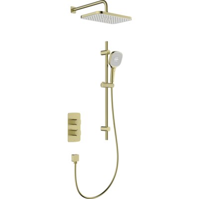 Zestaw prysznicowy podtynkowy KFA ARMATURA Malaga 5759-301-31 Złoto szczotkowane z deszczownicą