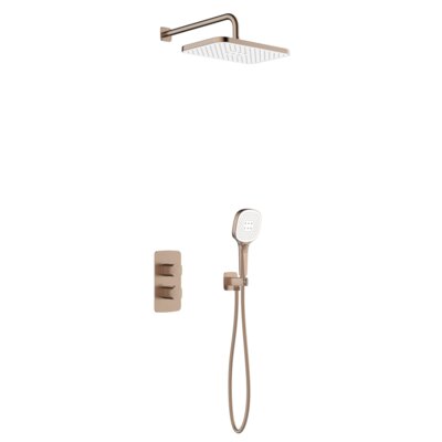Zestaw prysznicowy podtynkowy KFA ARMATURA Malaga 5759-501-34 Szczotkowane różowe złoto z deszczownicą