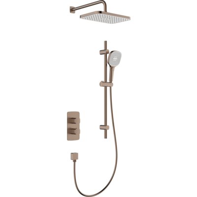 Zestaw prysznicowy podtynkowy KFA ARMATURA Malaga 5759-301-34 Szczotkowane różowe złoto z deszczownicą