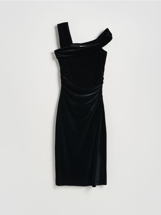 Reserved - Welurowa sukienka midi - czarny