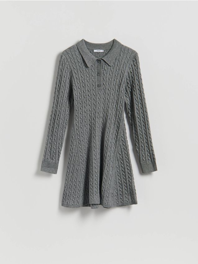 Reserved - Dzianinowa sukienka mini - szary