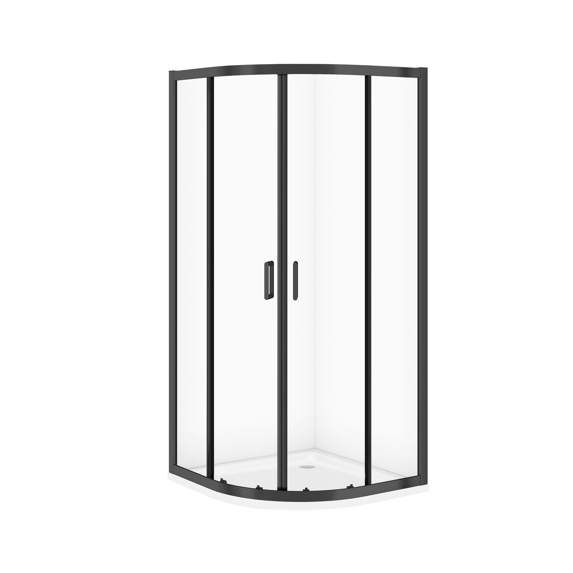 Cersanit Zestaw kabina prysznicowa z brodzikiem  Arteco 90x90x190 cm półokrągła czarna brodzik Tako 4 cm S913-023