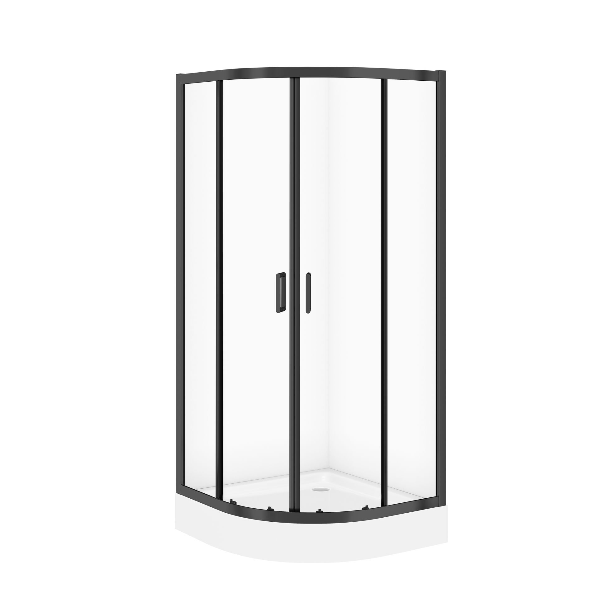 Cersanit Zestaw kabina prysznicowa z brodzikiem  Arteco 80x80x190 cm półokrągła czarna brodzik Tako 16 cm S913-025