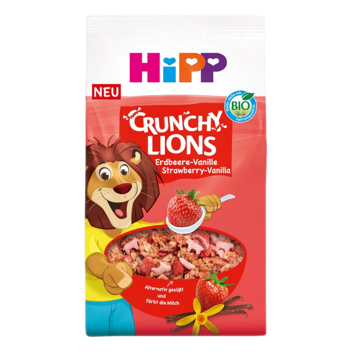 Hipp Musli chrupiące lwy truskawka-wanilia dla dzieci po 3 roku życia 300 g Bio - żywność