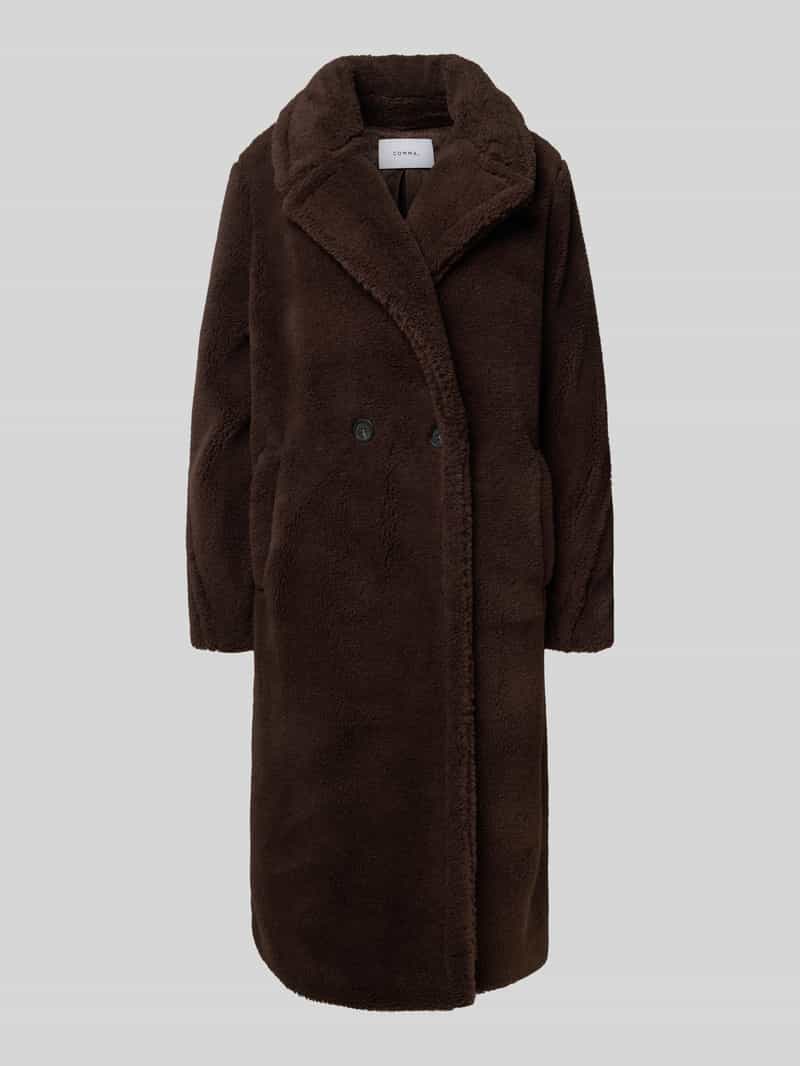 Płaszcz ze sztucznego futra z połami