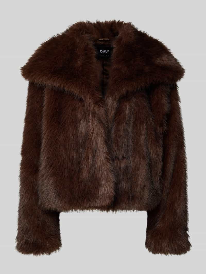 Kurtka z imitacji futra o pudełkowym kroju z kołnierzem typu fly-away model ‘DAWN LIFE’