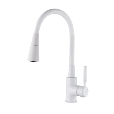 Invena Bateria zlewozmywakowa HULA PLUS TREND z ruchomą 2-funkcyjną wylewką biała