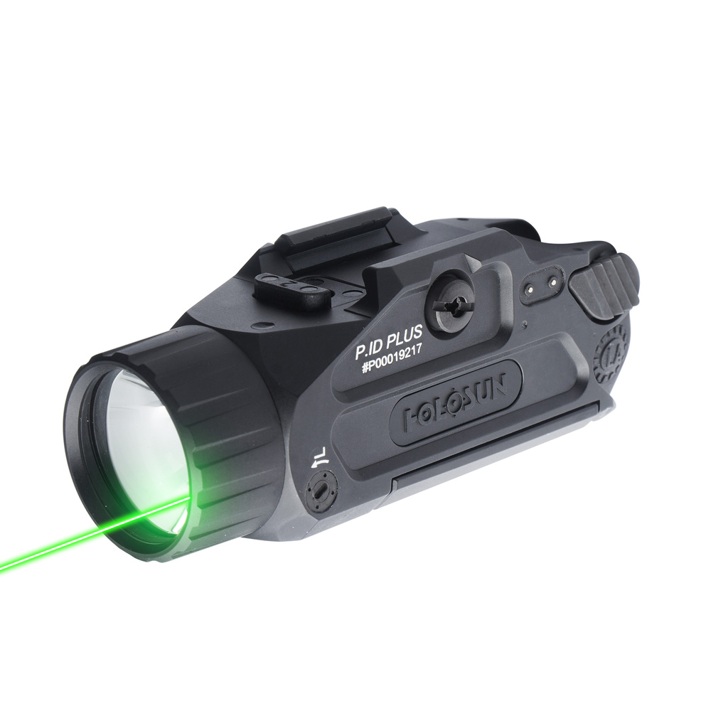 Holosun - Taktyczna latarka na broń Plus - 20 000 cd - Zielony laser - Czarna - P.ID Plus