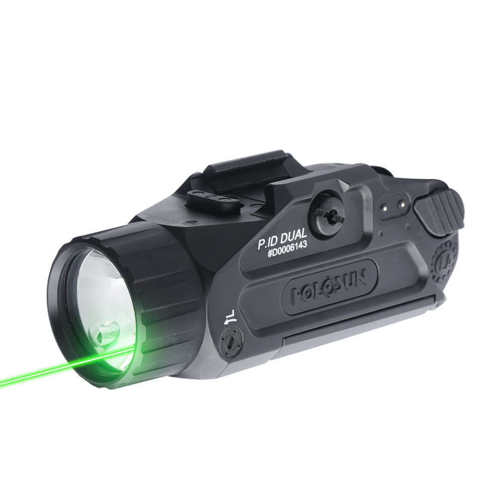 Holosun - Taktyczna latarka na broń Dual - 17 000 cd - IR/Zielony laser - Czarna - P.ID Dual