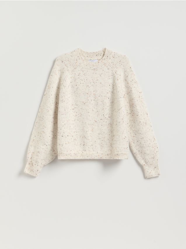 Reserved - Wzorzysty sweter - złamana biel