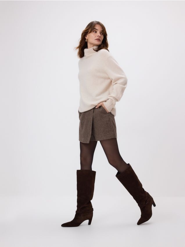 Reserved - Wełniany sweter z kaszmirem - beżowy