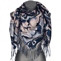 Chusta damska ze złotym wzorkiem na prezent z frędzlami RCC24-4 granat