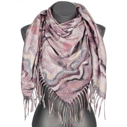 Chusta damska ze złotym wzorkiem na prezent z frędzlami RCC24-5 różowy