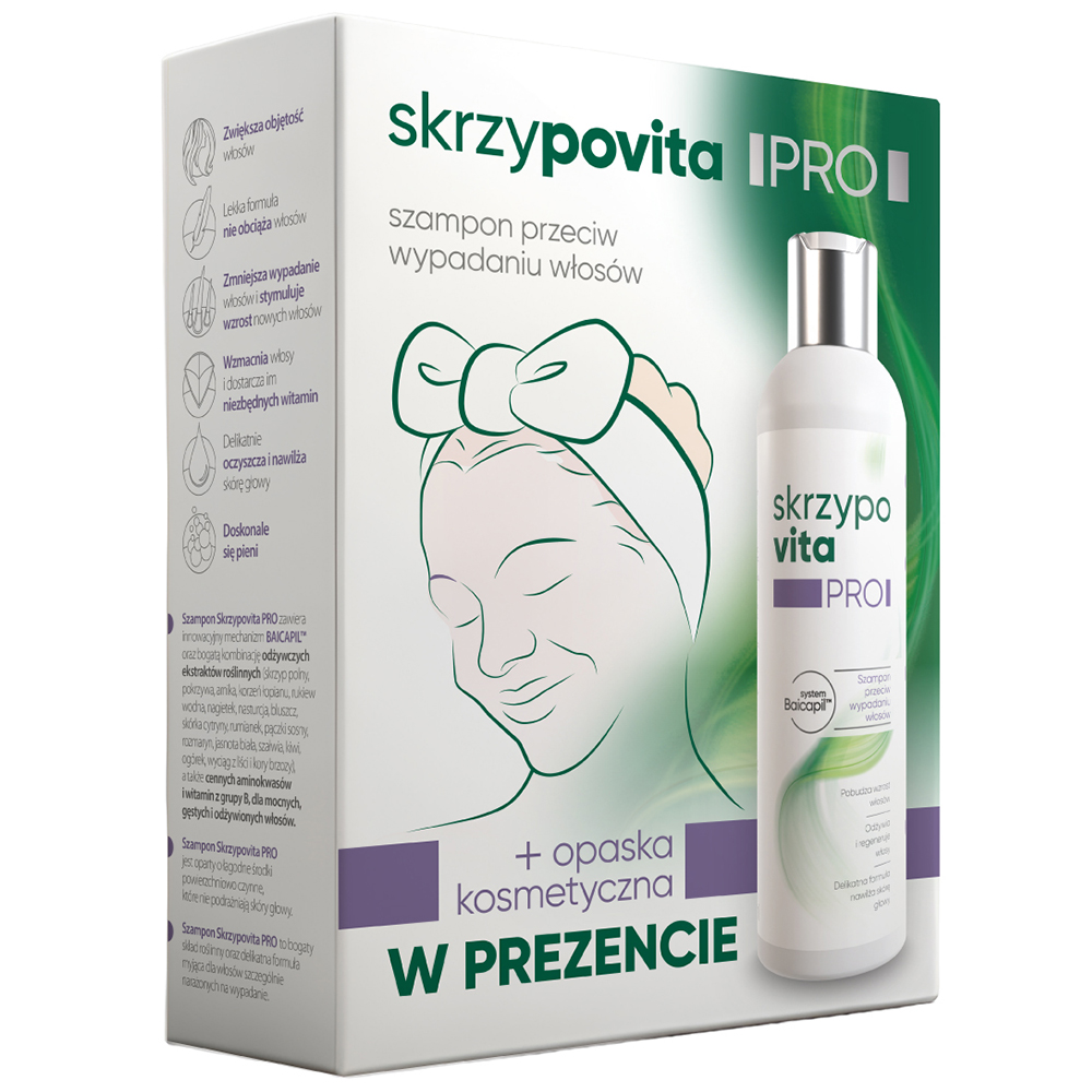 Skrzypovita Pro, szampon, 200 ml + opaska do włosów OMG, 1 sztuka gratis