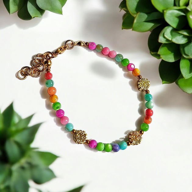 Bransoletka : summer collection :: kolorowa muszla i kwiatuszki