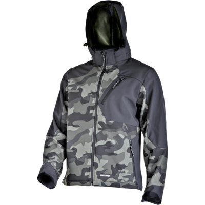 LAHTI PRO Kurtka softshell z kapturem moro zielono-czarna 