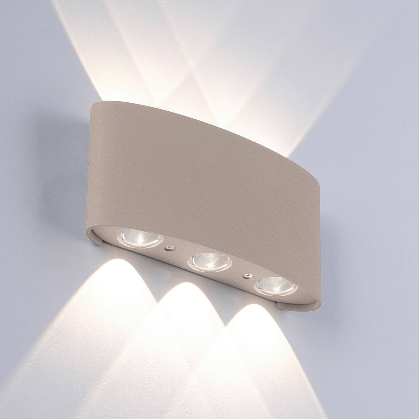 Paul Neuhaus Kinkiet zewnętrzny LED Carlo, kremowy / amber, aluminium, nowoczesny