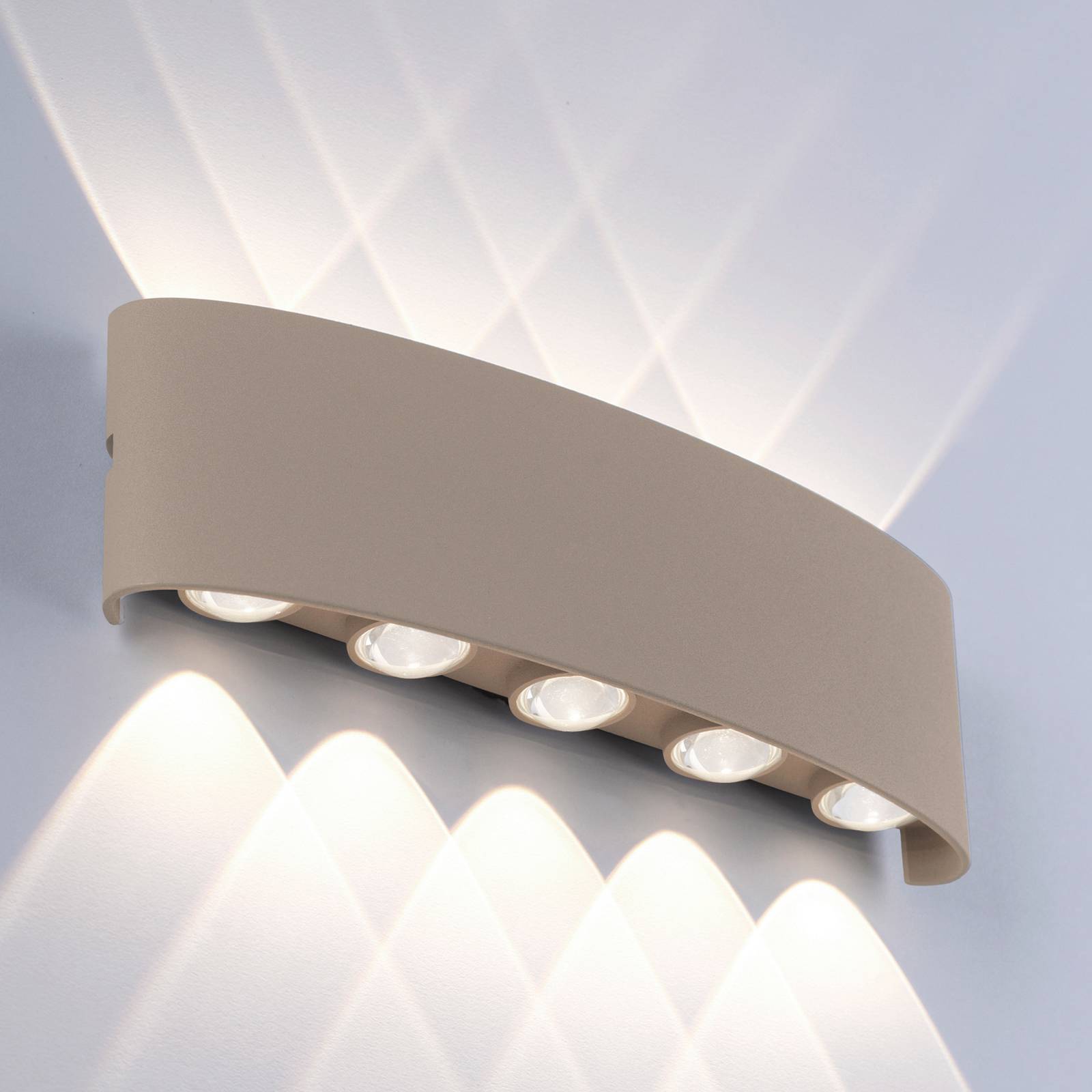 Paul Neuhaus Kinkiet zewnętrzny LED Carlo, kremowy / amber, aluminium, nowoczesny
