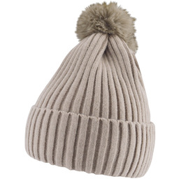 Czapka z pomponem dla dziewczynki w modnym kolorze Noviti CZ098-W-01 Brąz