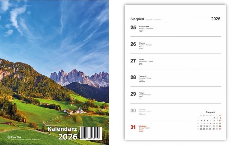 Kalendarz 2026 biurkowy pionowy mix - kalendarz