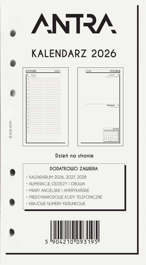 Wkład kalendarzowy 2026 B6 Dns - kalendarz