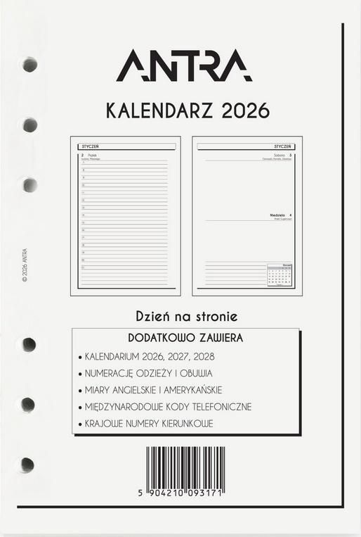 Wkład kalendarzowy 2026 A5 Dns - kalendarz
