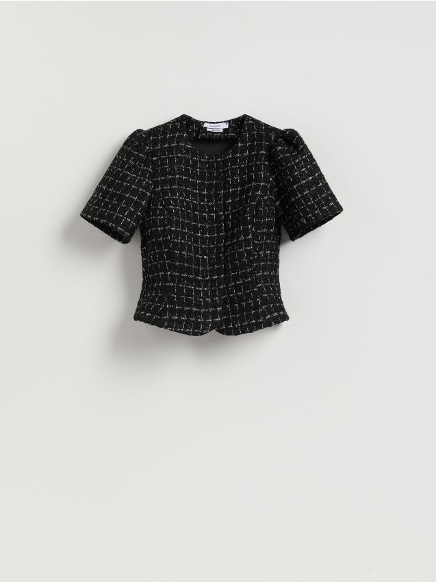 Reserved - Bluzka z metalicznym efektem - czarny