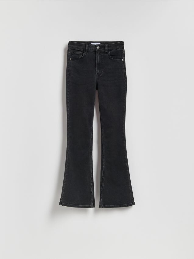 Reserved - Jeansy flare z krótszą nogawką - czarny