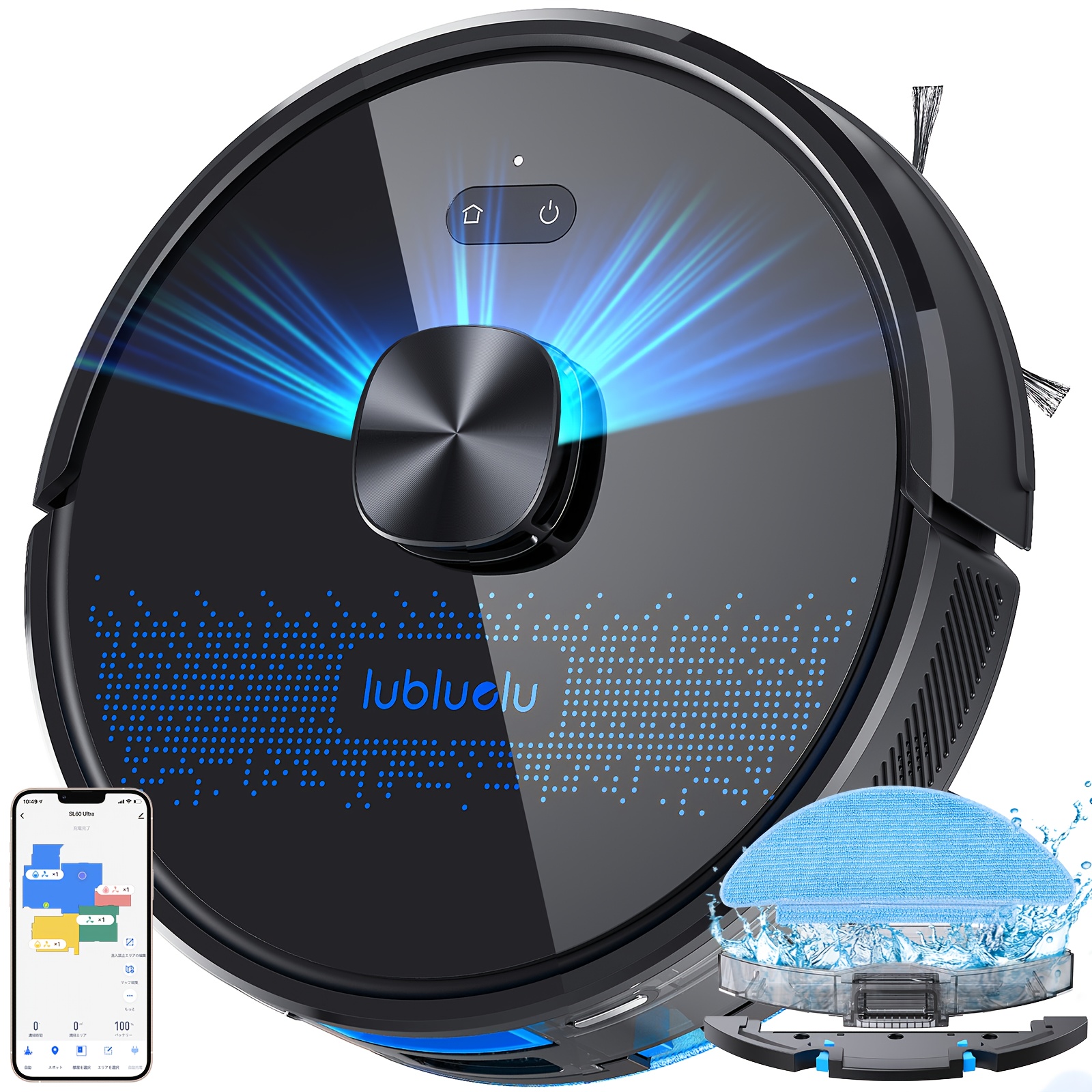 TEMU Lubluelu 2025 Najnowszy SL60Ultra Robot Odkurzający 4500Pa, 3w1 Zmywak i Mop, 55dB Niski Poziom Hałasu, Ultracienkie Ciało, Mapowanie 5 Pięter,