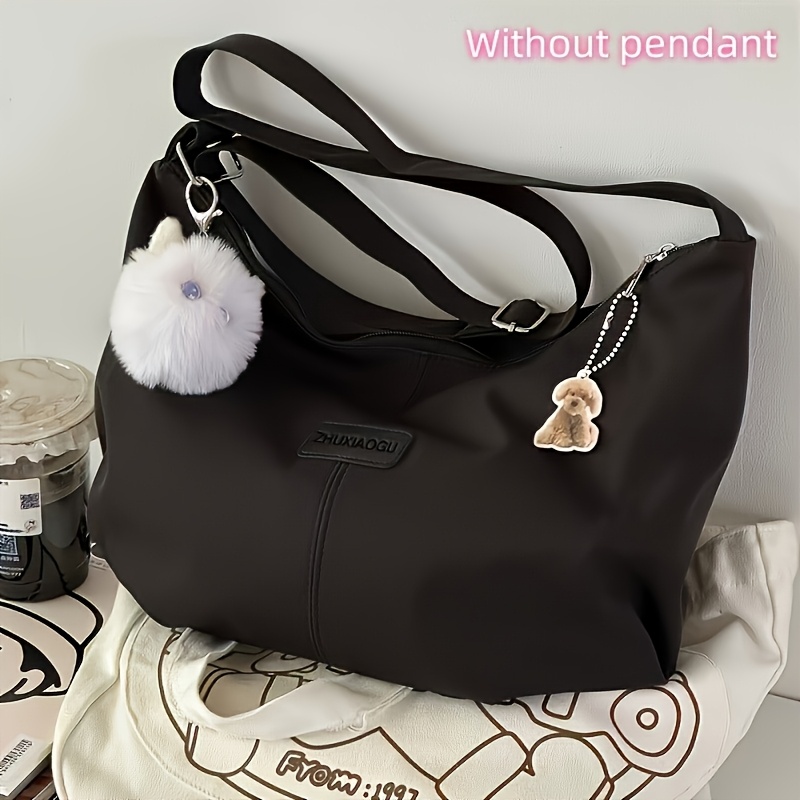 TEMU Modna Damska Torba na Ramię w Stylu Japońskim o Dużej Pojemności z Regulowanym Paskiem i Zamkiem - Minimalistyczny Design do Dojazdów, Kampusu,