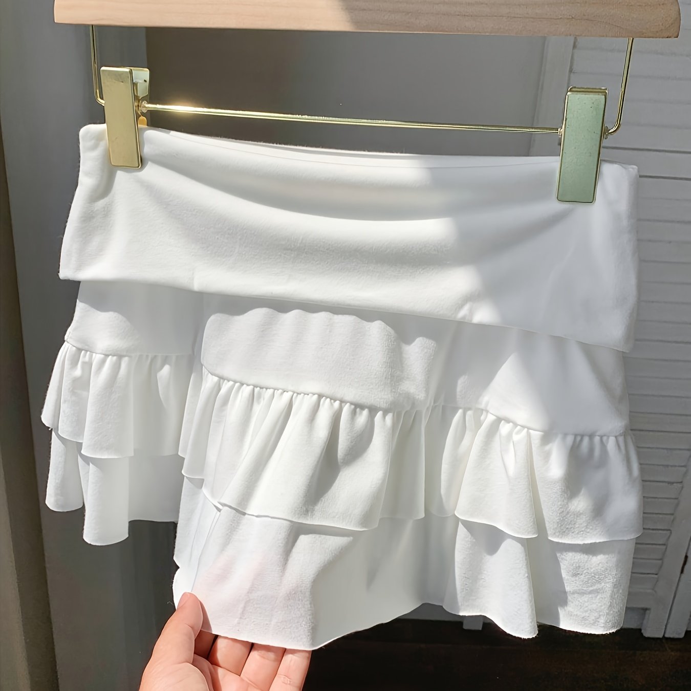 TEMU Elegancka mini spódnica z falbanką dla kobiet - seksowna, niskopojedyncza, antypoślizgowa, wysoka spódnica z wysokim stanem i rozkloszowanymi