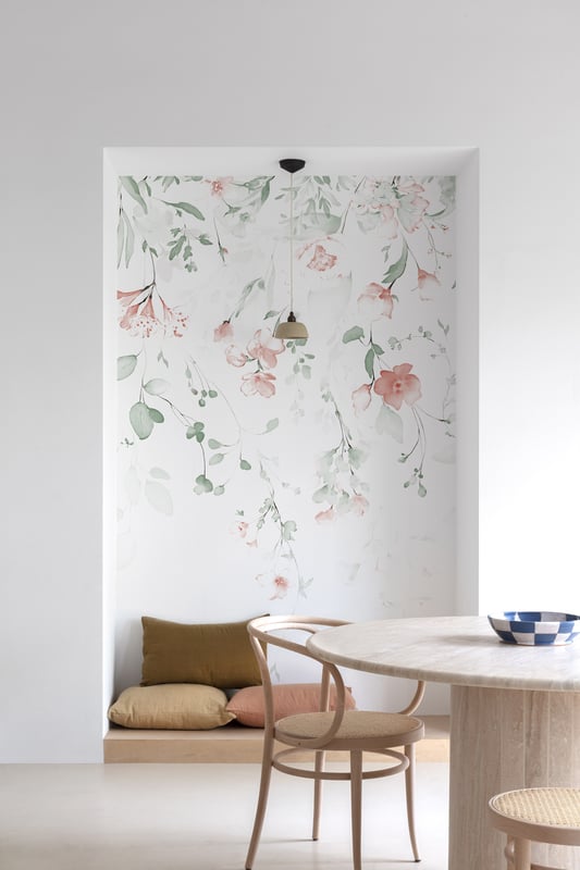 Tapeta panoramiczna Flora biało-zielona 159 x 280 cm Inspire