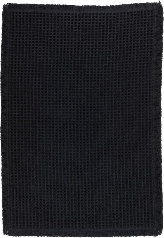 Dywan z frędzlami Waffle czarny 40 x 75 cm