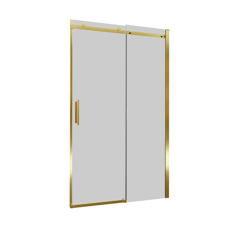 Drzwi prysznicowe przesuwne 120x200 cm Laurena Gold grafitowe szkło profile złote Wellneo