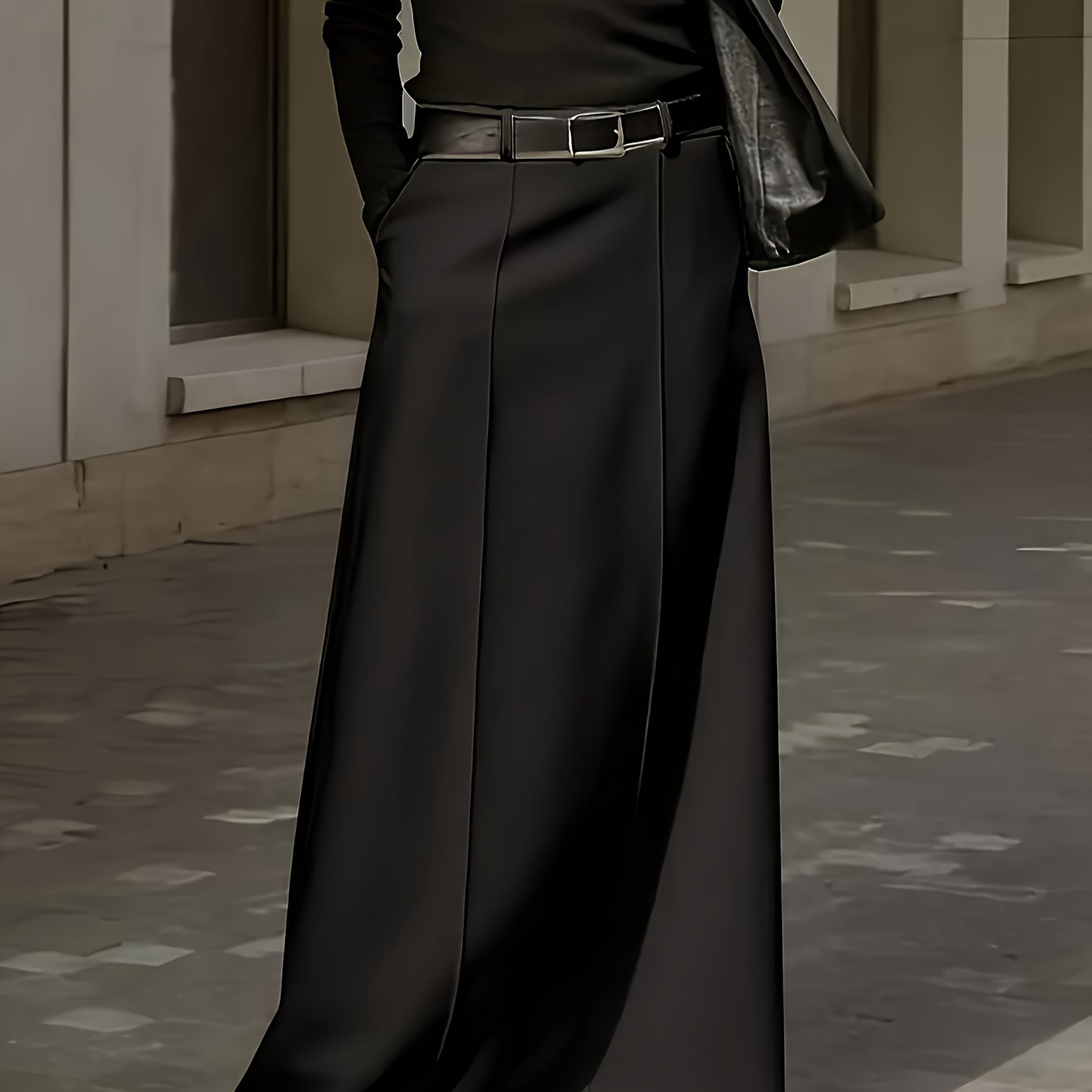 TEMU Elegancka spódnica damska od biura na imprezę - Podkreślająca sylwetkę, długa, formalna odzież, bez paska, łatwa w noszeniu, profesjonalne i