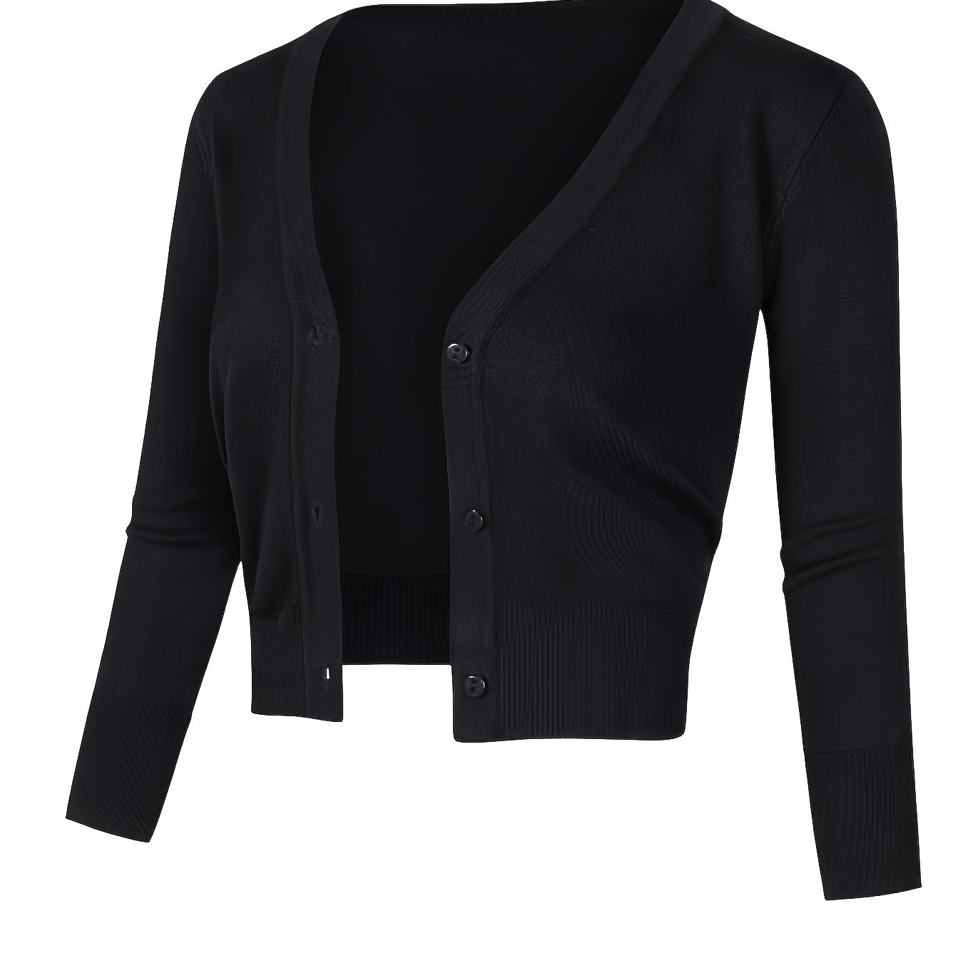 TEMU Stylowy kardigan dla kobiet w odcieniu oliwkowego - krótki rękaw, dekoltem w kształcie litery V, zapinany na guziki pulower z mankietami i