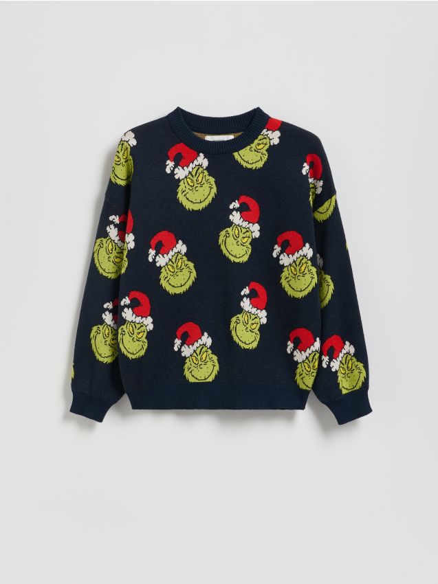 Reserved - Świąteczny sweter Grinch - granatowy