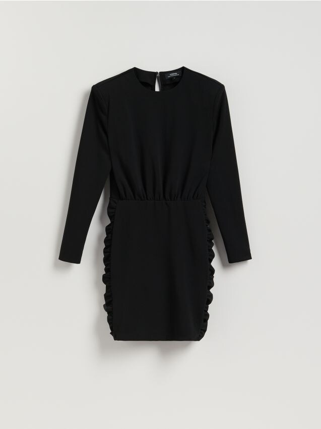 Reserved - Sukienka mini z drapowaniem - czarny