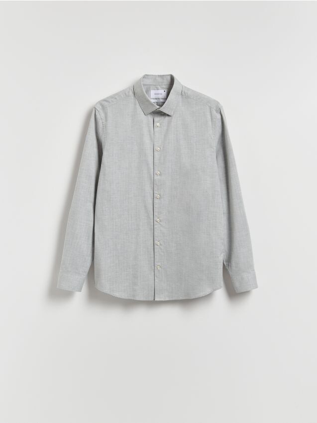 Reserved - Bawełniana koszula slim fit - jasnoszary