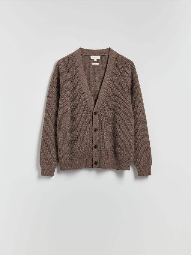 Reserved - Kardigan z wełną - brązowy