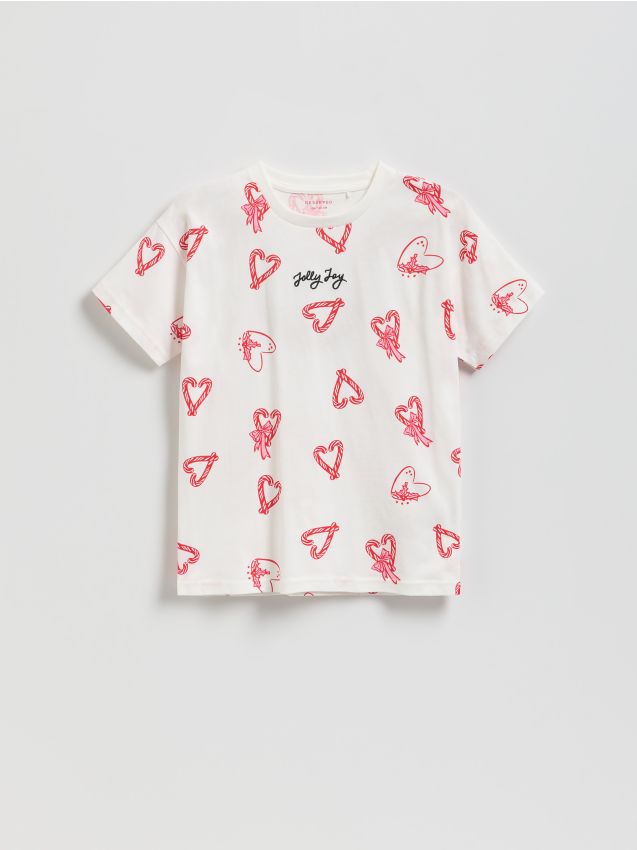 Reserved - Świąteczny t-shirt z nadrukiem - wielobarwny