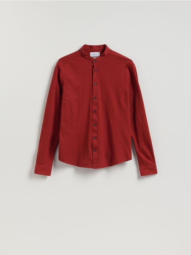 Reserved - Koszula super slim z bawełny egipskiej - karminowy