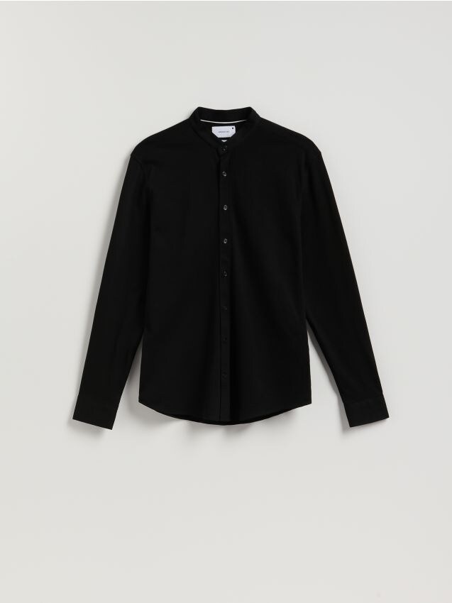 Reserved - Koszula super slim z bawełny egipskiej - czarny