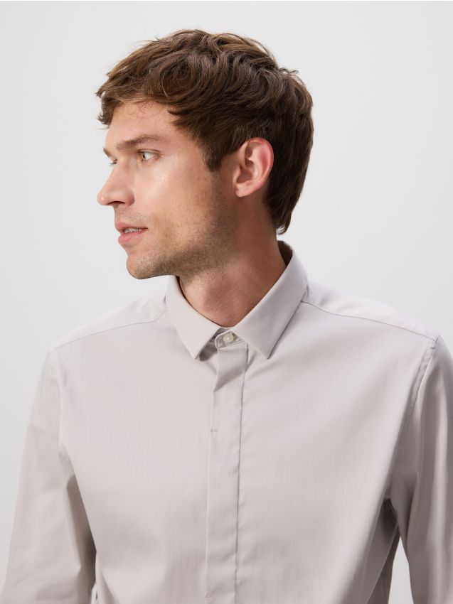 Reserved - Gładka koszula super slim fit - beżowy