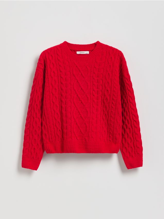 Reserved - Strukturalny sweter - czerwony
