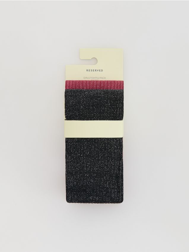 Reserved - Błyszczące rajstopy z bawełną 2 pack - czarny