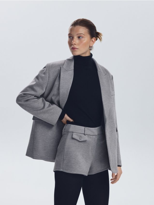 Reserved - Szorty z wiskozą - jasnoszary