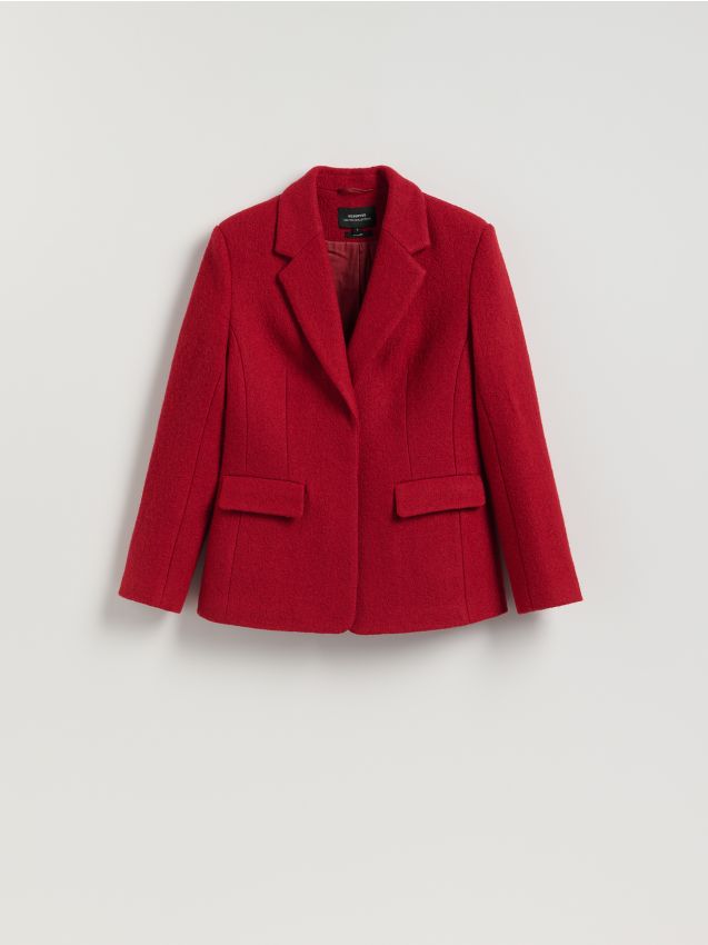 Reserved - Marynarka z wełną - czerwony